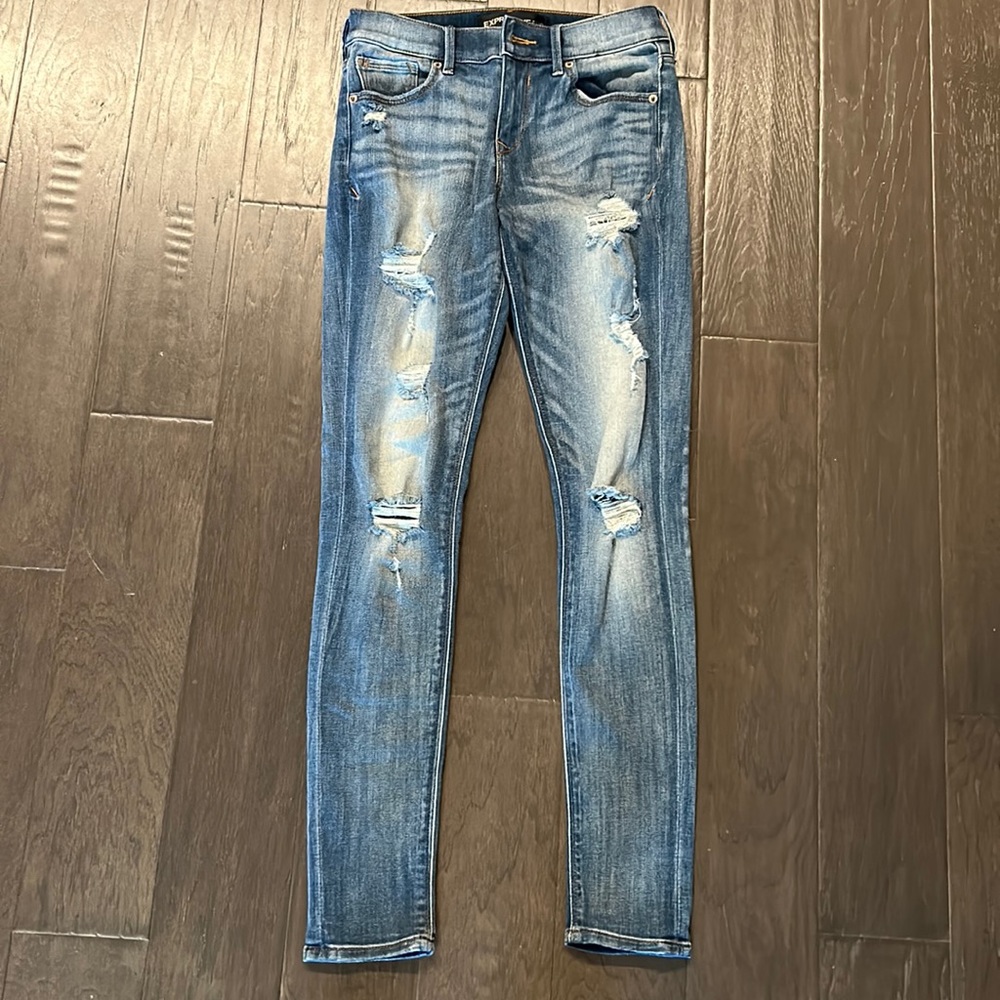 Express ripped skinny denim jeans